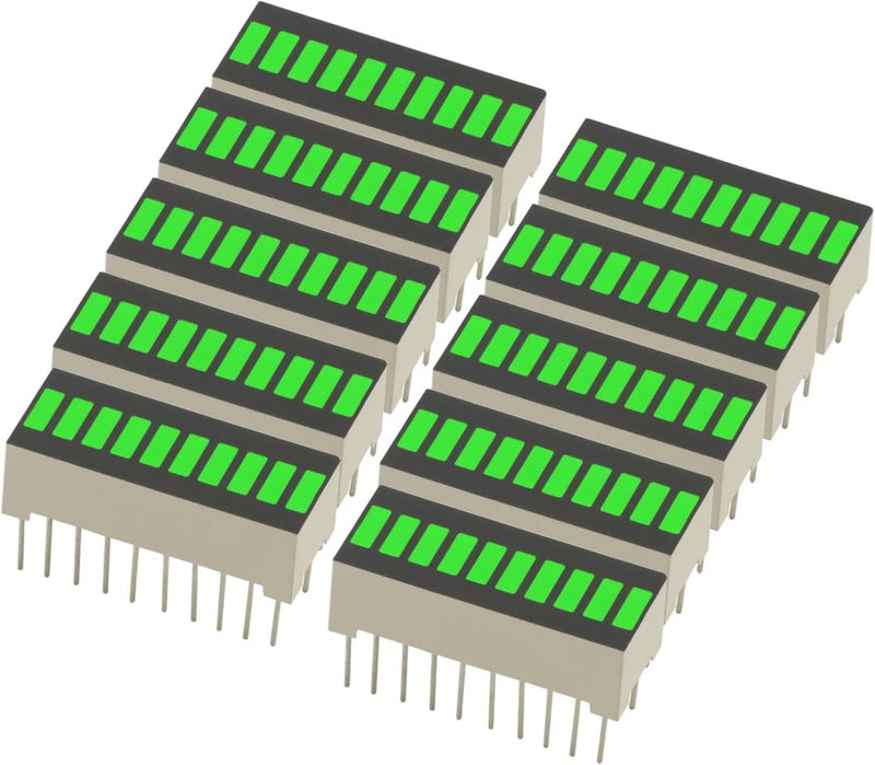 GODIYMODULES 10PCS 10 Segment Digital LED Bar Graph Display - Ultra Bright, Red Blue Green, for Level Meters/Audio VU Meters/Status Indicators, High Visibility (Green) - Image 1